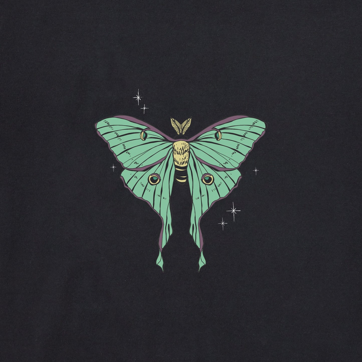 Women's Celestial Luna Moth Long Sleeve Crusher Boxy Tee