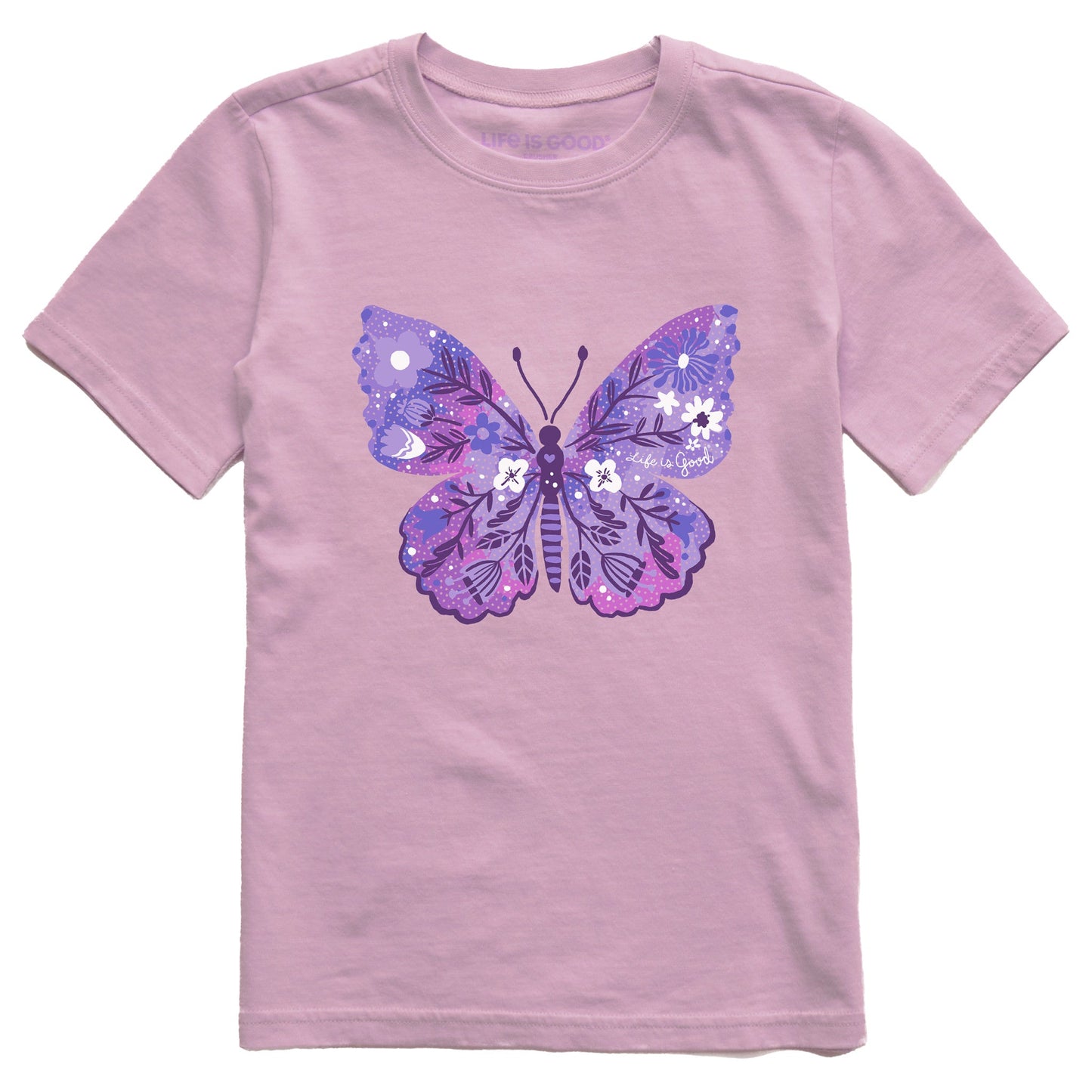 Kids Floral Butterfly Tie Dye Short Sleeve Crusher Tee