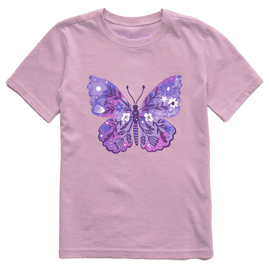 Kids Floral Butterfly Tie Dye Short Sleeve Crusher Tee