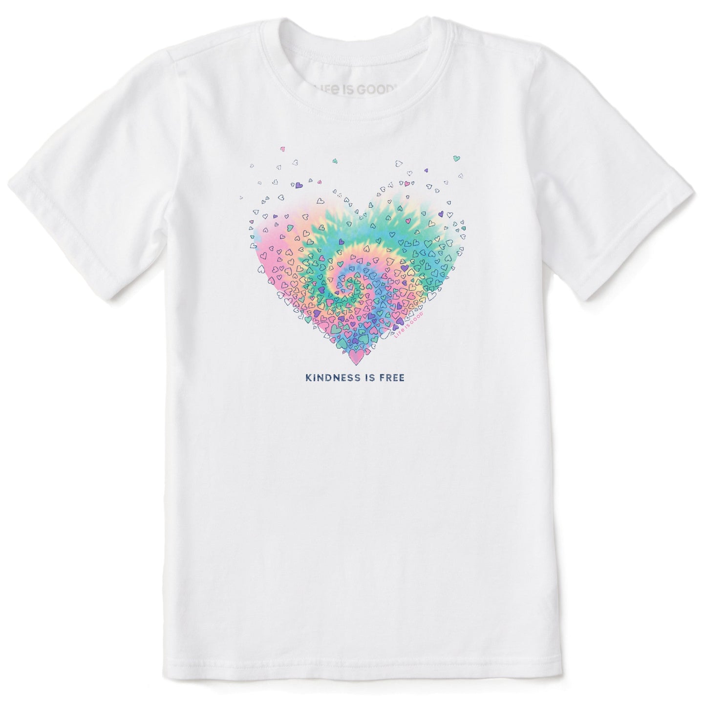 Kids Evaporating Heart Tie Dye Short Sleeve Crusher Tee