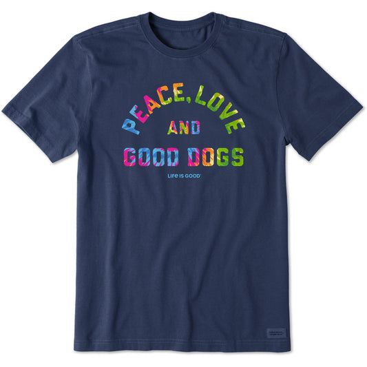 Men's Peace Love and Good Dogs Tie Dye Short Sleeve Tee