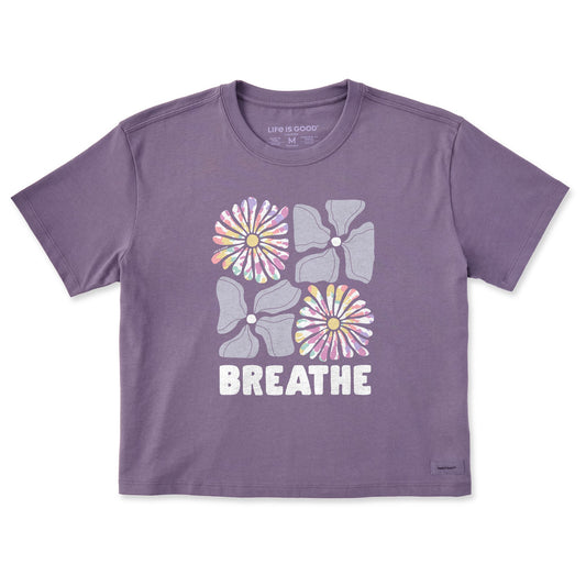 Women's Flower Grid Breathe Tie Dye Short Sleeve Crusher Boxy Tee