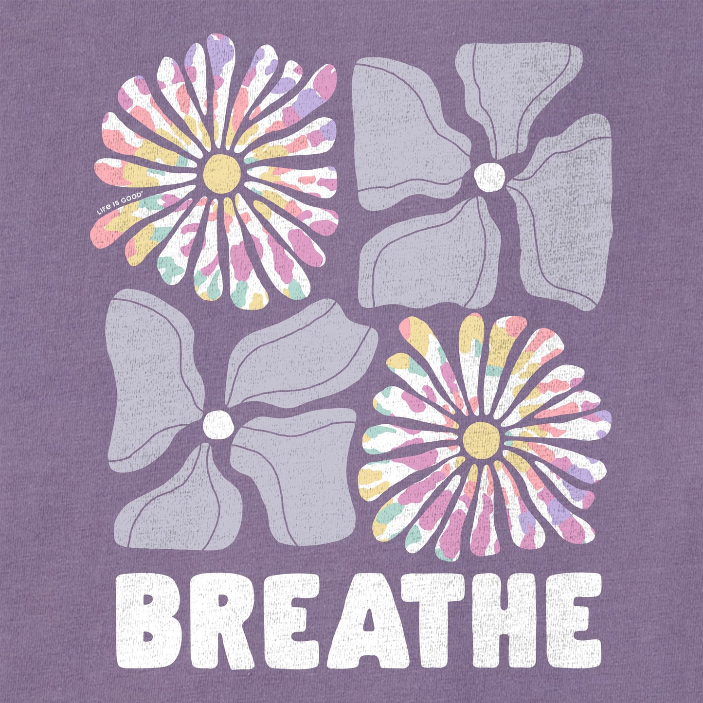 Women's Flower Grid Breathe Tie Dye Short Sleeve Crusher Boxy Tee