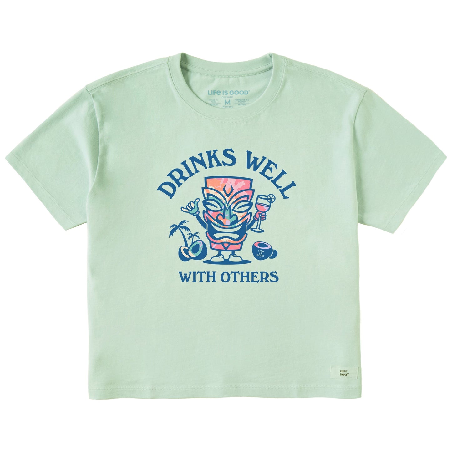 Women's Tiki Drinks Well Tie Dye Short Sleeve Crusher Boxy Tee