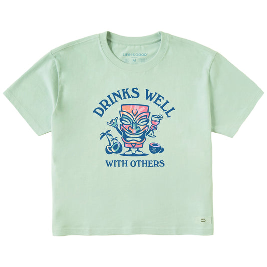 Women's Tiki Drinks Well Tie Dye Short Sleeve Crusher Boxy Tee