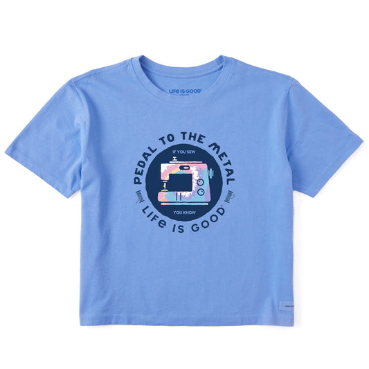 Women's Clean Pedal to the Metal Sewing Tie Dye Short Sleeve Crusher Boxy Tee