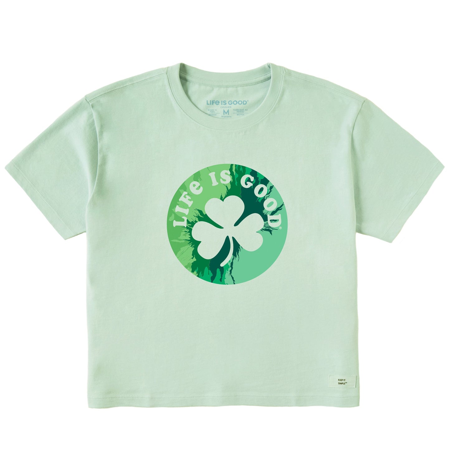 Women's Circle Clover Tie Dye Short Sleeve Crusher Boxy Tee