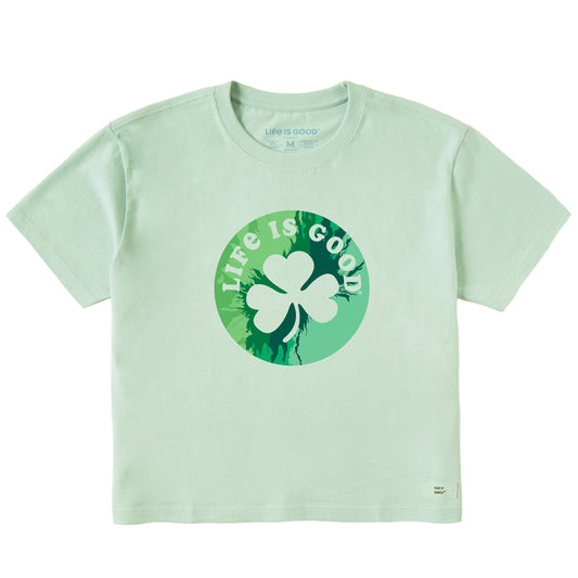 Women's Circle Clover Tie Dye Short Sleeve Crusher Boxy Tee