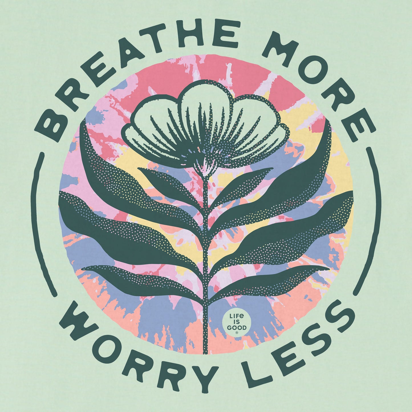 Women's Breathe More Worry Less Tie Dye Short Sleeve Crusher Boxy Tee