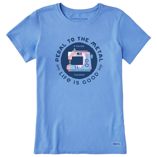 Women's Clean Pedal to the Metal Sewing Tie Dye Short Sleeve Tee