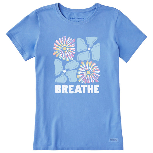 Women's Flower Grid Breathe Tie Dye Short Sleeve Tee