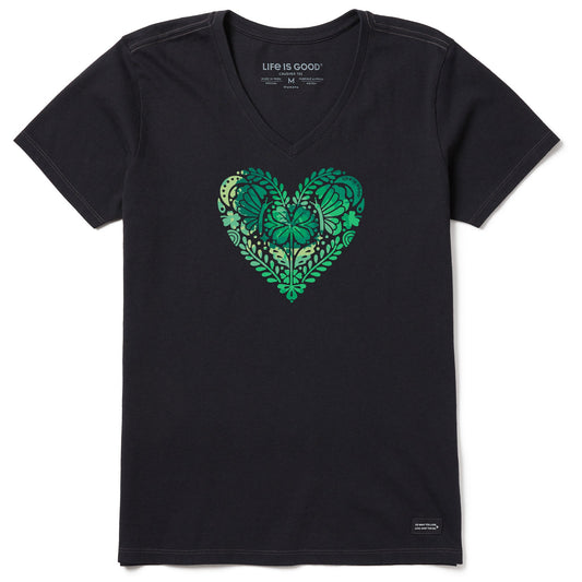 Women's Celtic Clover Heart Tie Dye Short Sleeve Vee