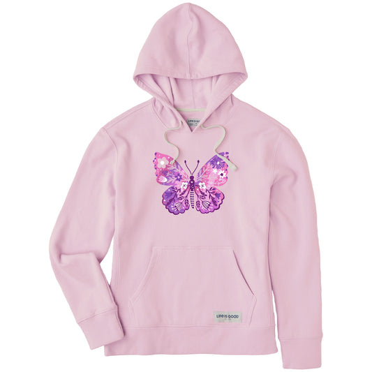 Women's Floral Butterfly Tie Dye Simply True Fleece Hoodie