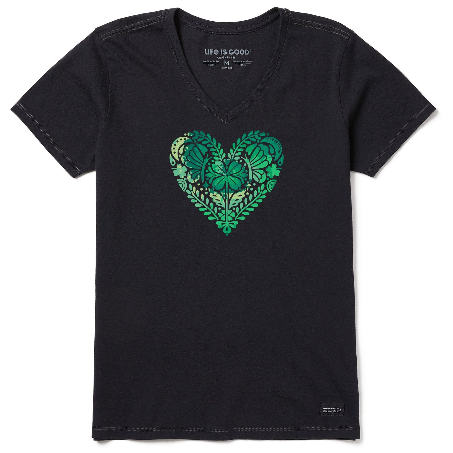 Women's Celtic Clover Heart Tie Dye Short Sleeve Vee