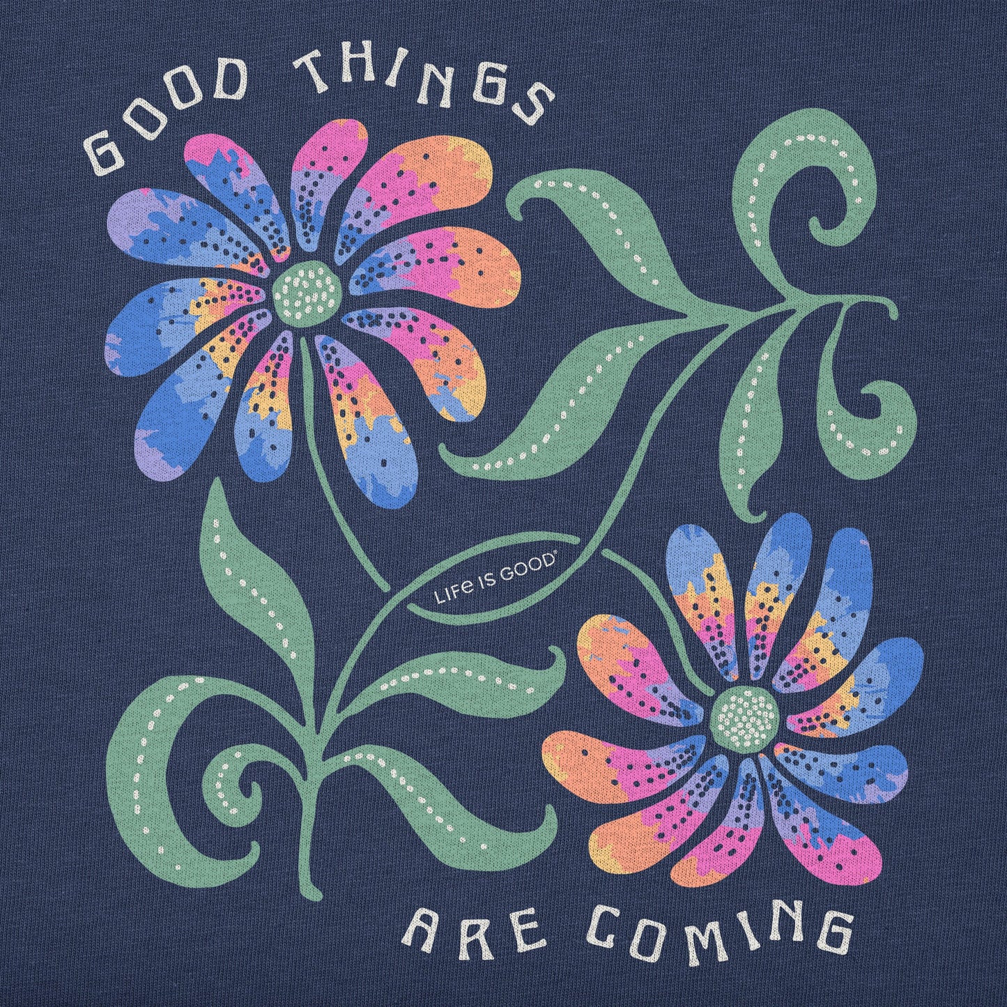 Women's Good Things Flower Tie Dye Short Sleeve Tee