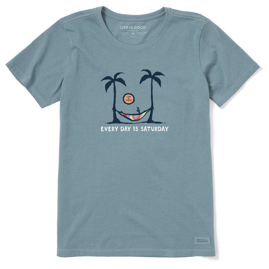 Women's Saturday Hammock Palms Tie Dye Short Sleeve Crusher Tee