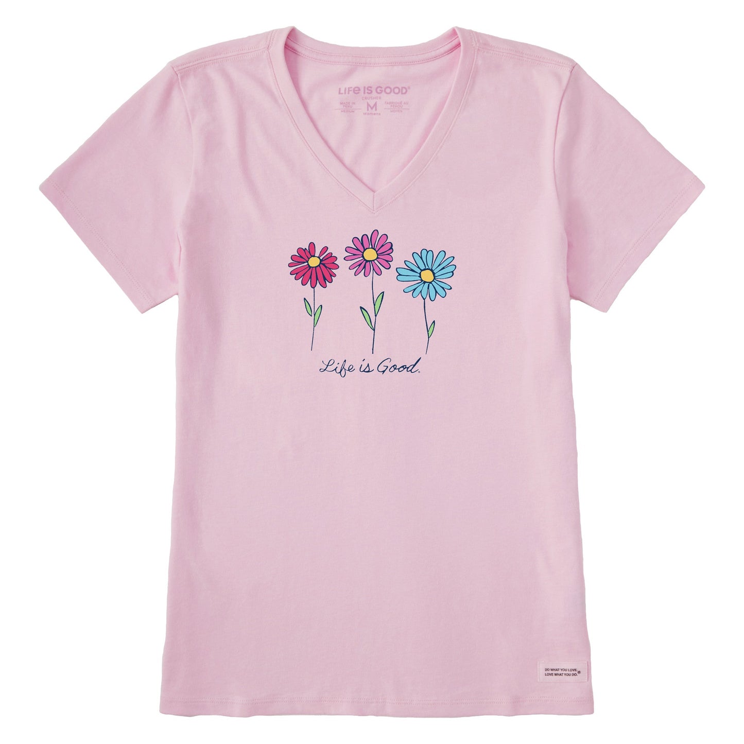 Women's 3 Colorful Daisies Short Sleeve Vee