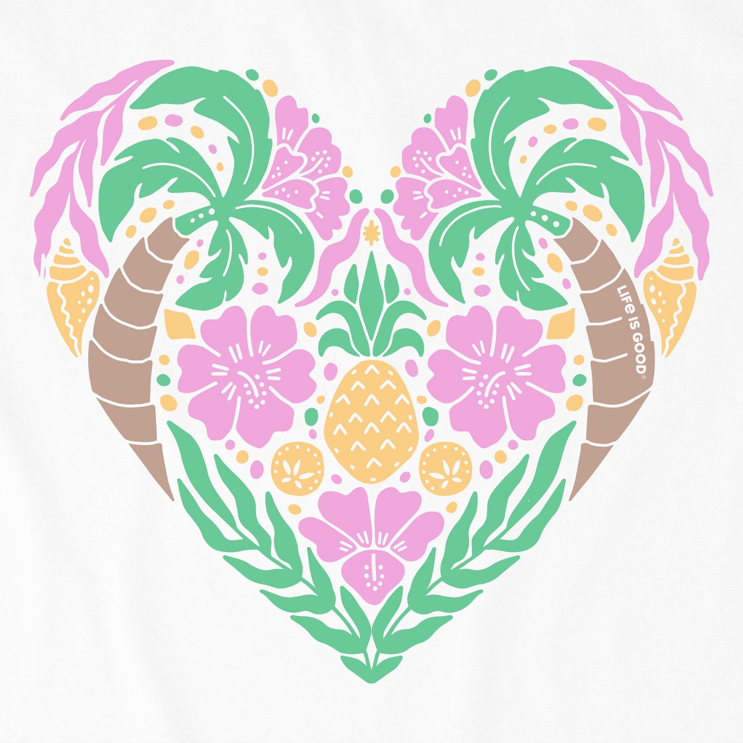 Women's Beach Design Heart Short Sleeve Crusher Vee