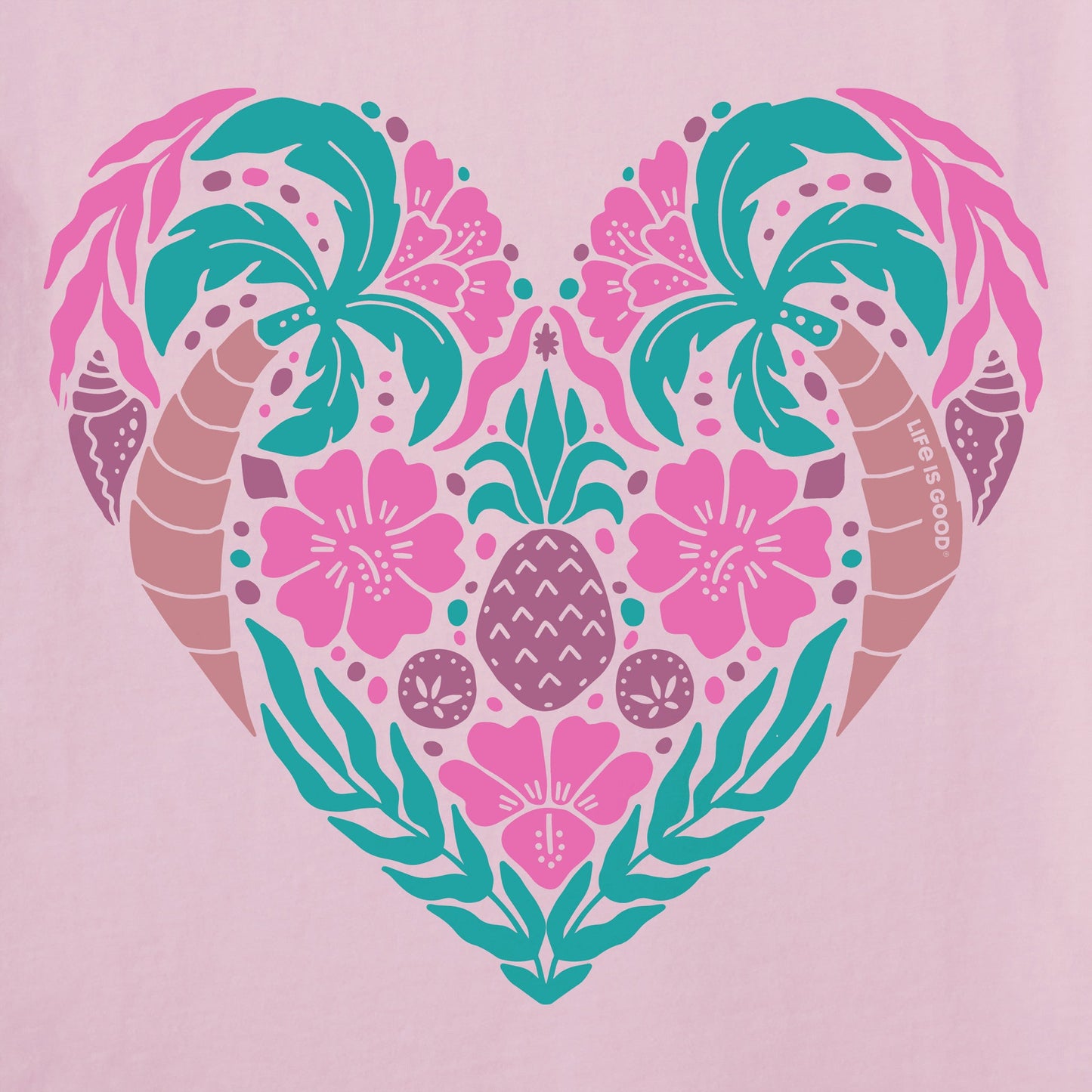 Women's Beach Design Heart Short Sleeve Crusher Vee