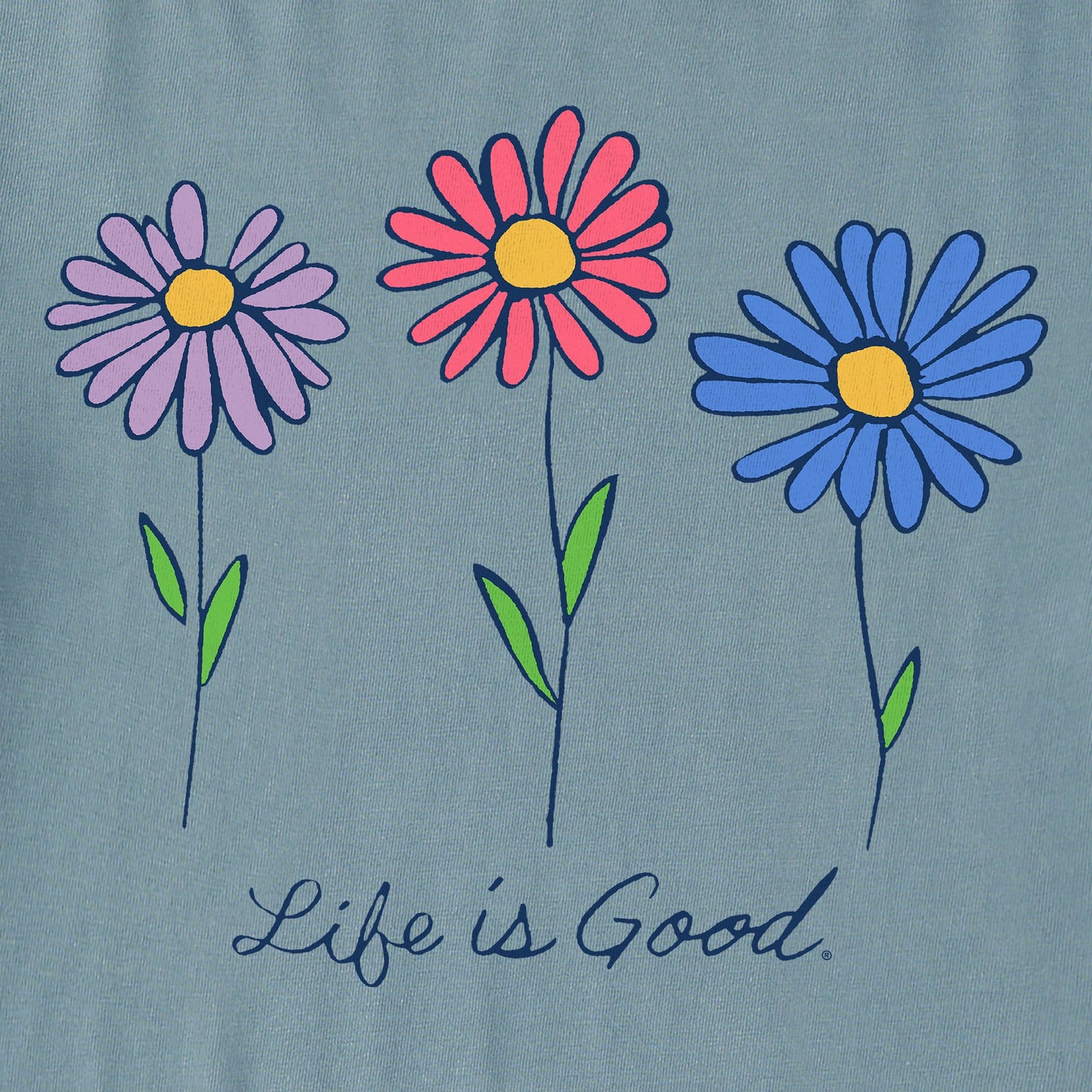 Women's 3 Colorful Daisies Short Sleeve Crusher Tee