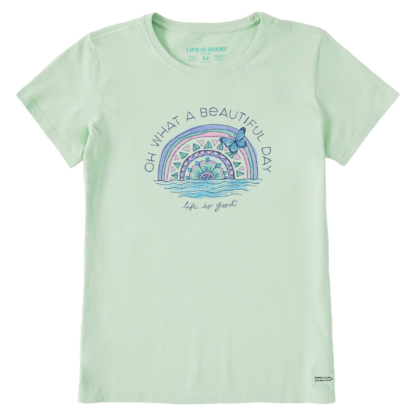 Women's Beautiful Day Butterfly Rainbow Short Sleeve Crusher Tee
