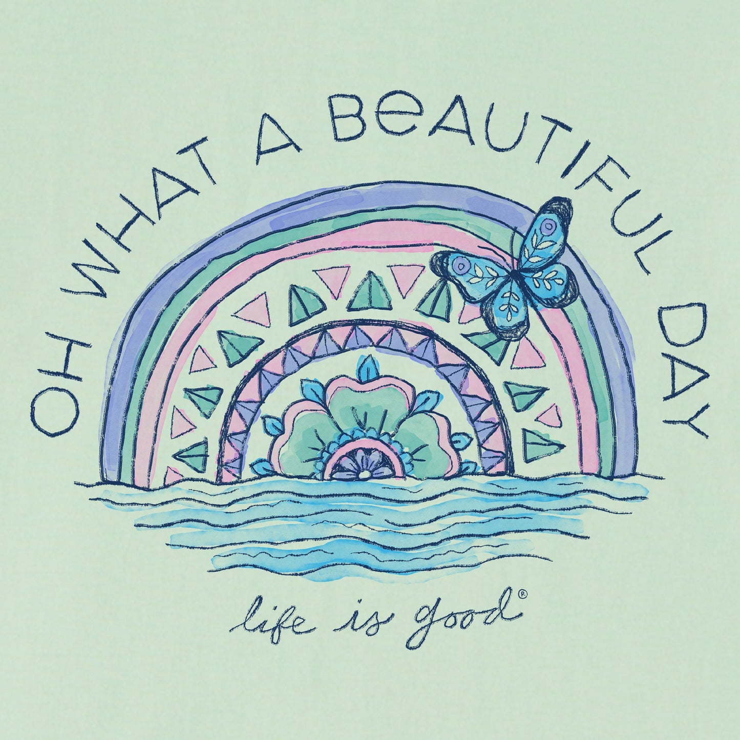 Women's Beautiful Day Butterfly Rainbow Short Sleeve Crusher Tee