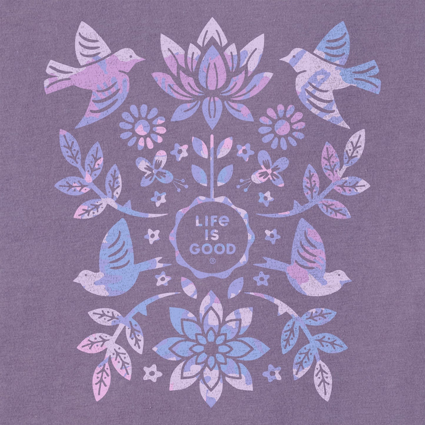 Women's Folk Art Garden Tie Dye Short Sleeve Tee