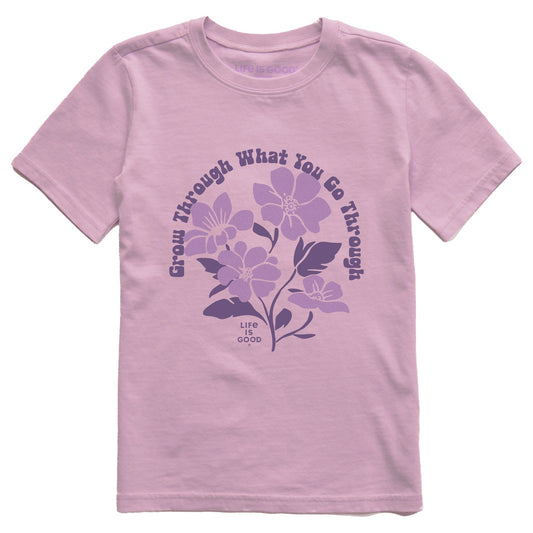 Kids Grow Through What You Go Through Flowers Short Sleeve Crusher Tee