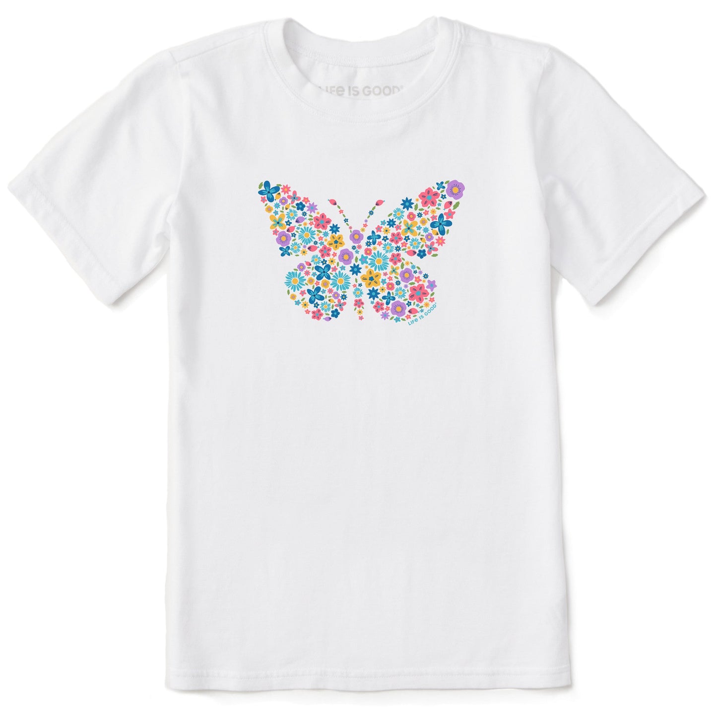 Kids Floral Butterfly Short Sleeve Crusher Tee