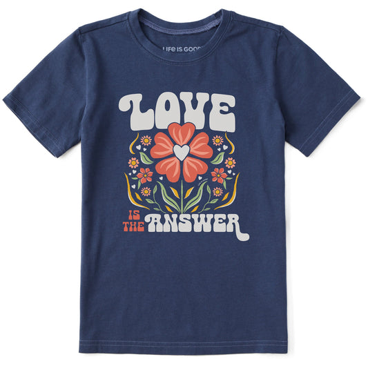 Kids Love is the Answer Flowers Short Sleeve Crusher Tee