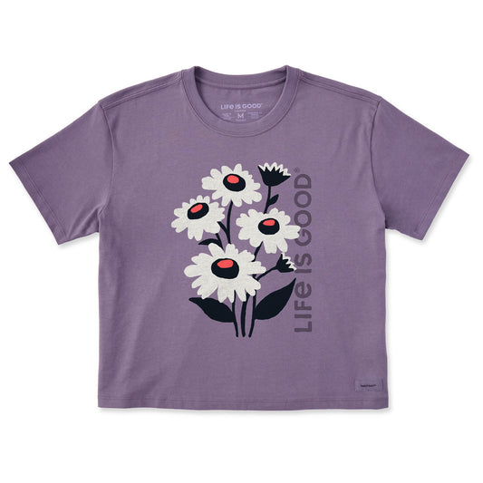 Women's Delightful Flowers Short Sleeve Crusher Boxy Tee