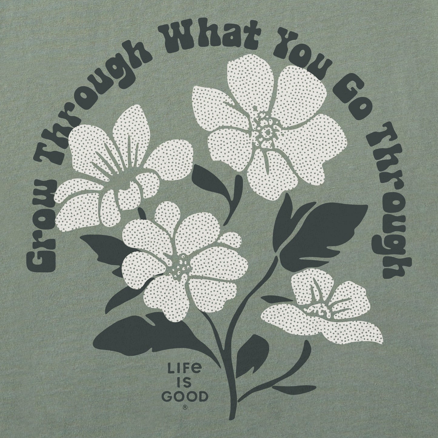 Women's Grow Through What You Go Through Flowers Short Sleeve Crusher Boxy Tee