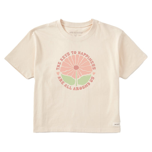 Women's The Keys to Happiness Are All Around Us Short Sleeve Crusher Boxy Tee