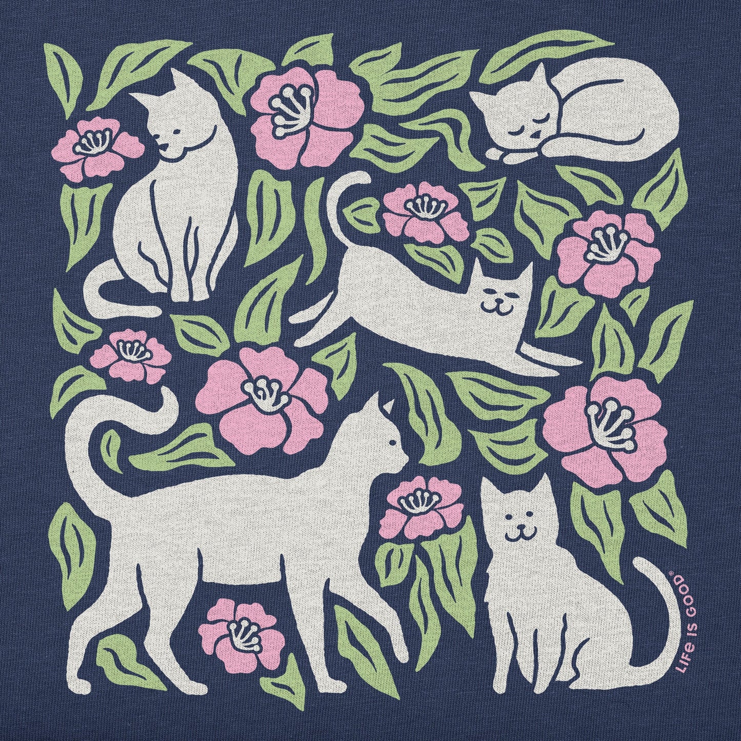 Women's Cats Among Flowers Short Sleeve Tee