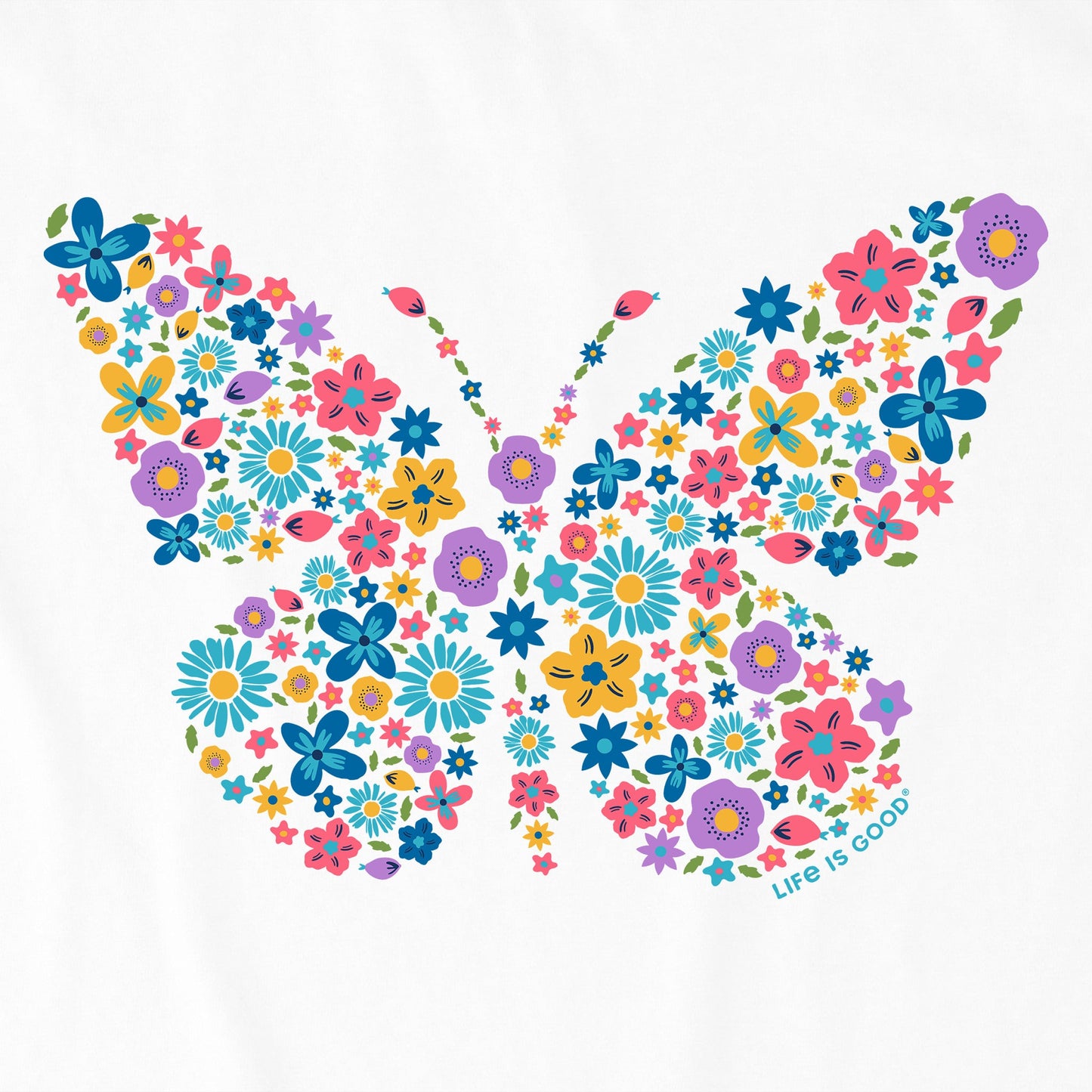 Women's Floral Butterfly Short Sleeve Vee
