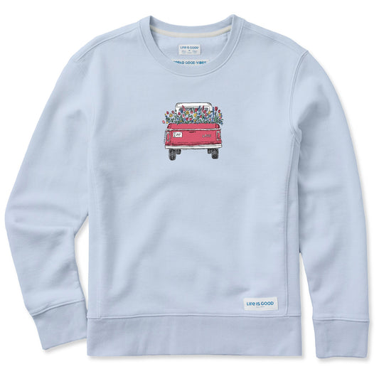 Women's Flower Love Truck Simply True Fleece Crew