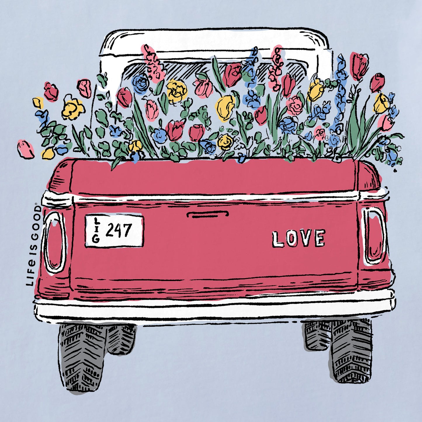 Women's Flower Love Truck Simply True Fleece Crew