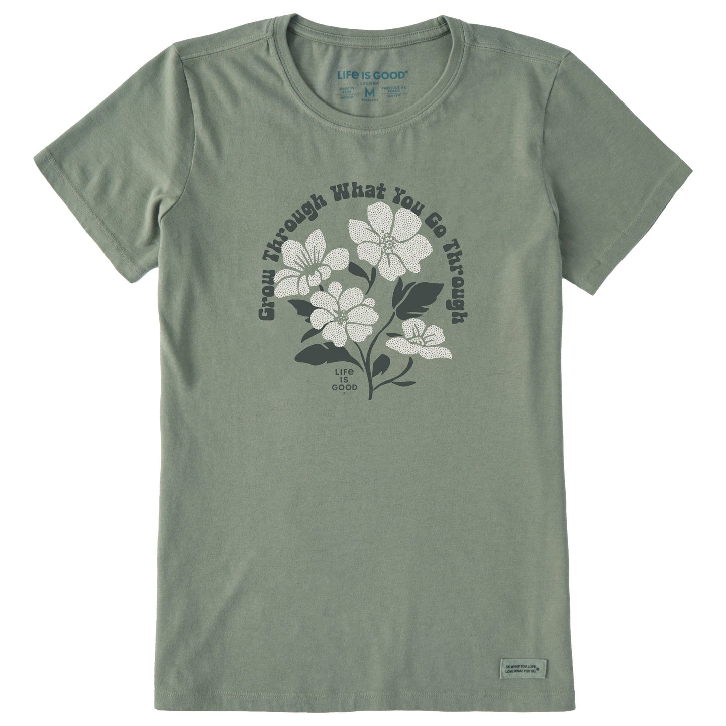 Women's Grow Through What You Go Through Flowers Short Sleeve Crusher Tee
