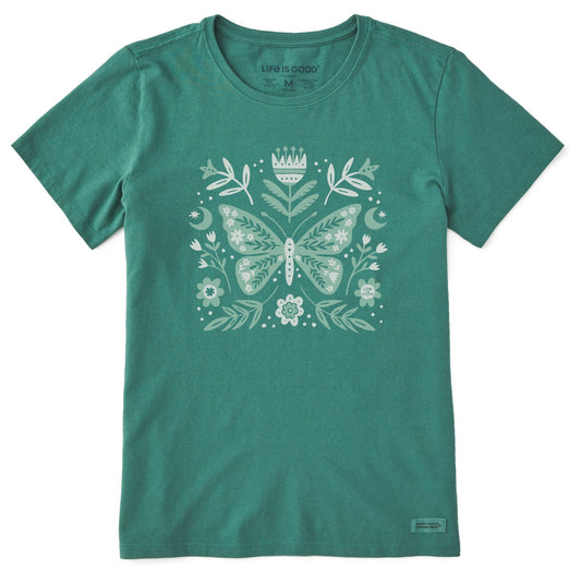Women's Butterfly Pattern Short Sleeve Crusher Tee