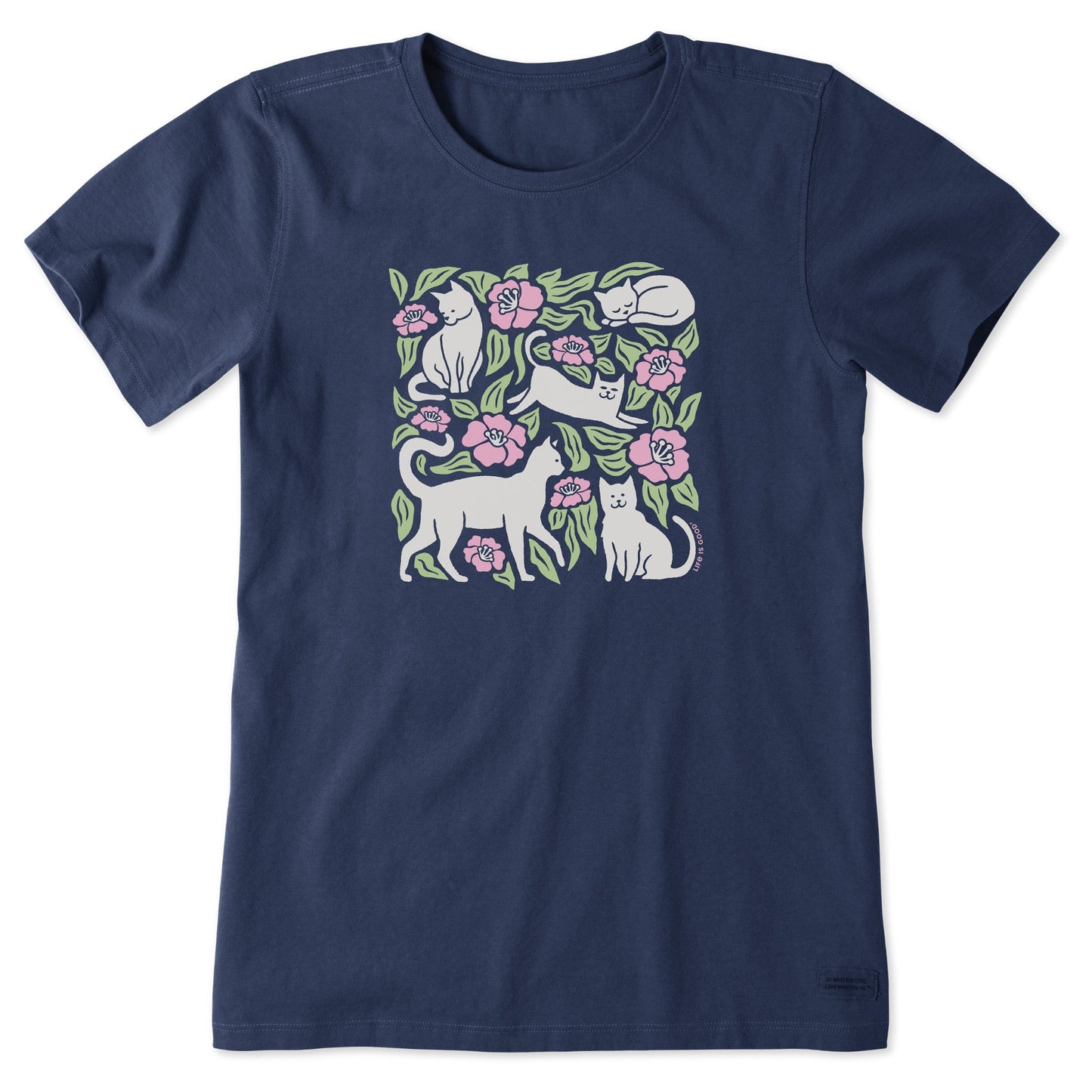 Women's Cats Among Flowers Short Sleeve Tee