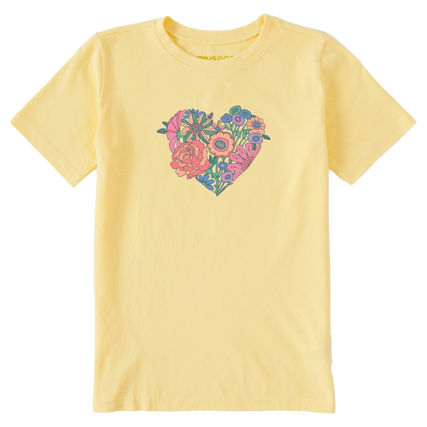 Kids Retro Flower Heart Short Sleeve Crusher Tee