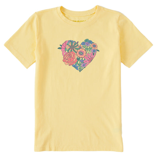 Kids Retro Flower Heart Short Sleeve Crusher Tee