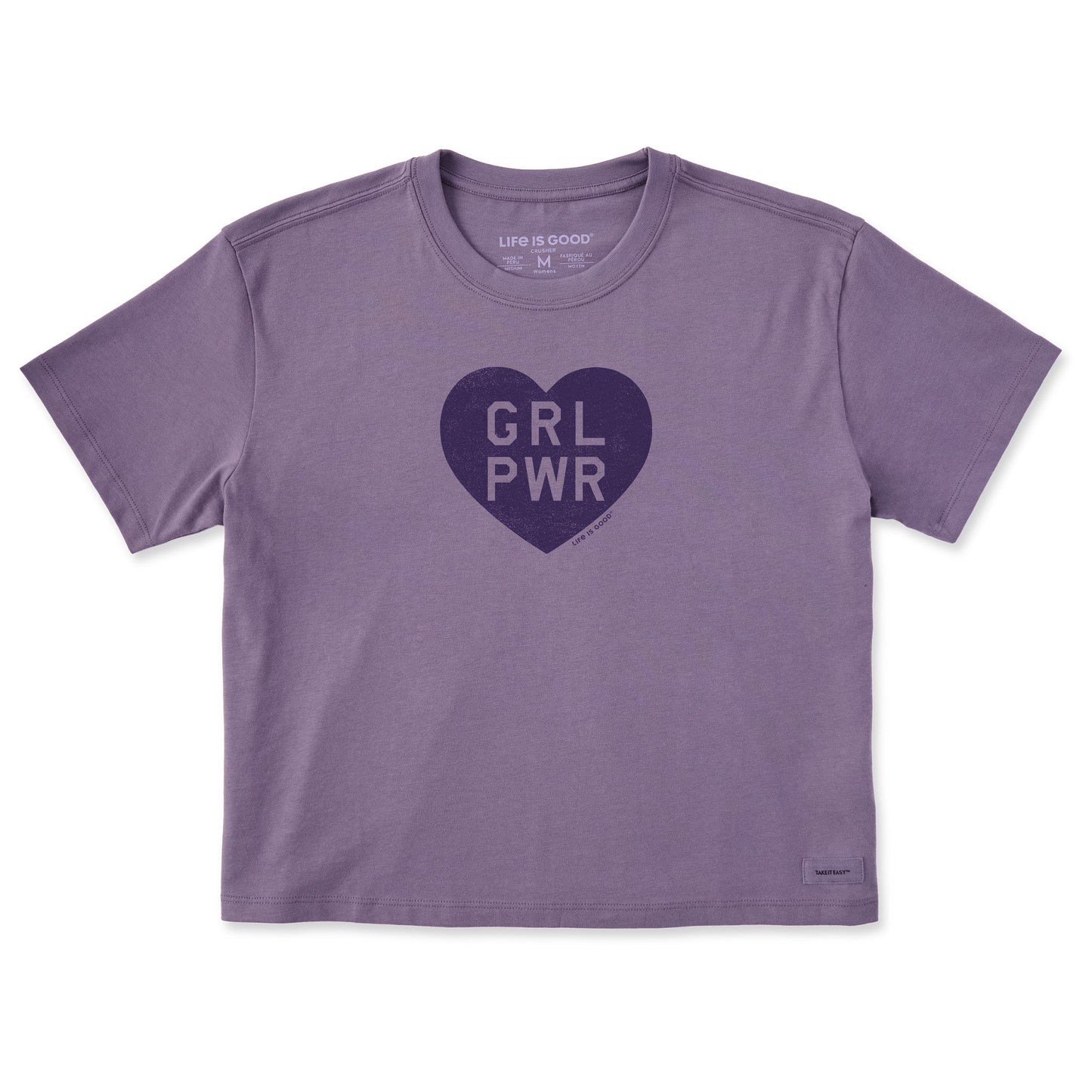 Women's Girl Power Heart Short Sleeve Crusher Boxy Tee