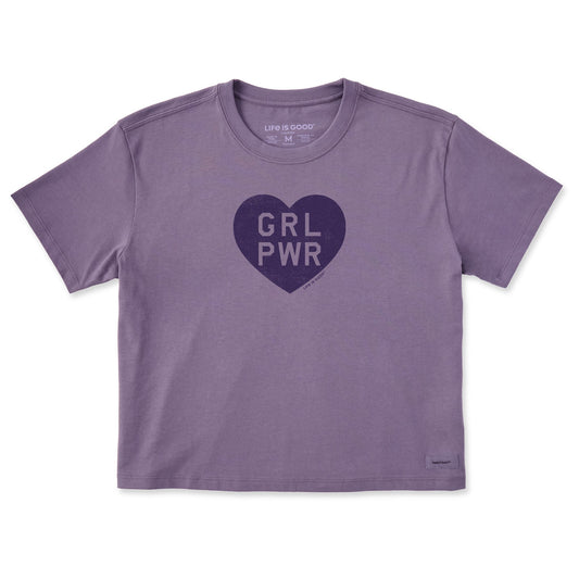 Women's Girl Power Heart Short Sleeve Crusher Boxy Tee