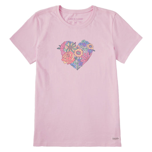 Women's Retro Flower Heart Short Sleeve Crusher-LITE Tee
