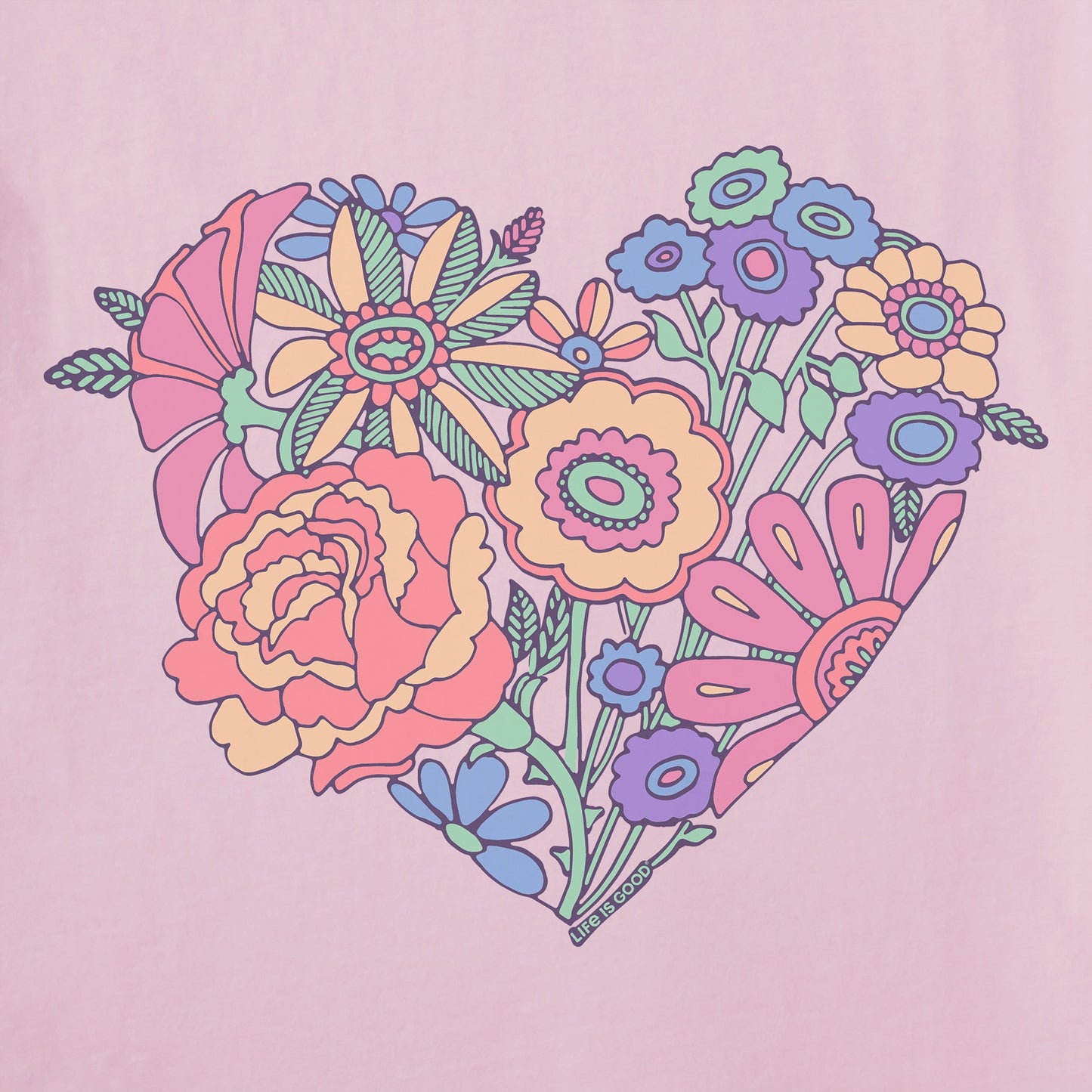 Women's Retro Flower Heart Short Sleeve Crusher-LITE Tee