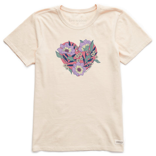 Women's Flowers in Heart Short Sleeve Crusher Tee