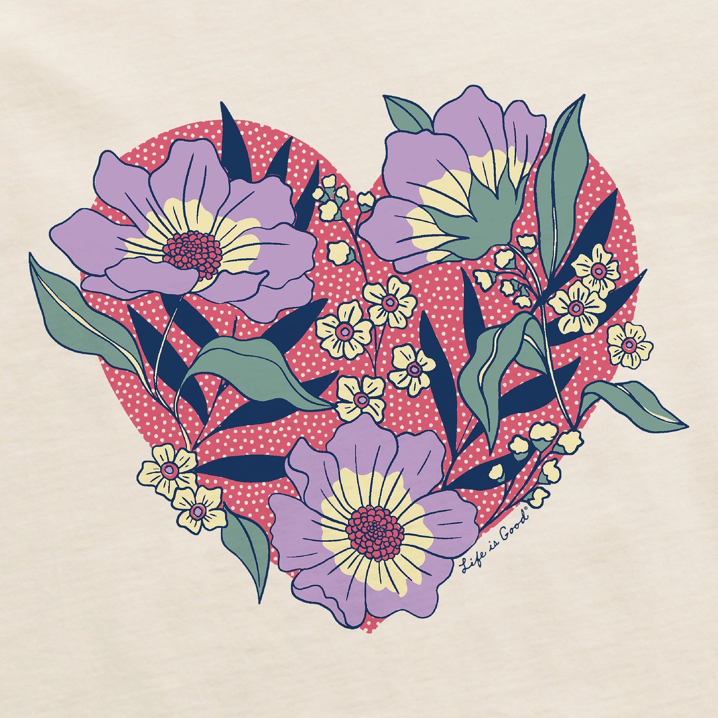 Women's Flowers in Heart Short Sleeve Crusher Tee