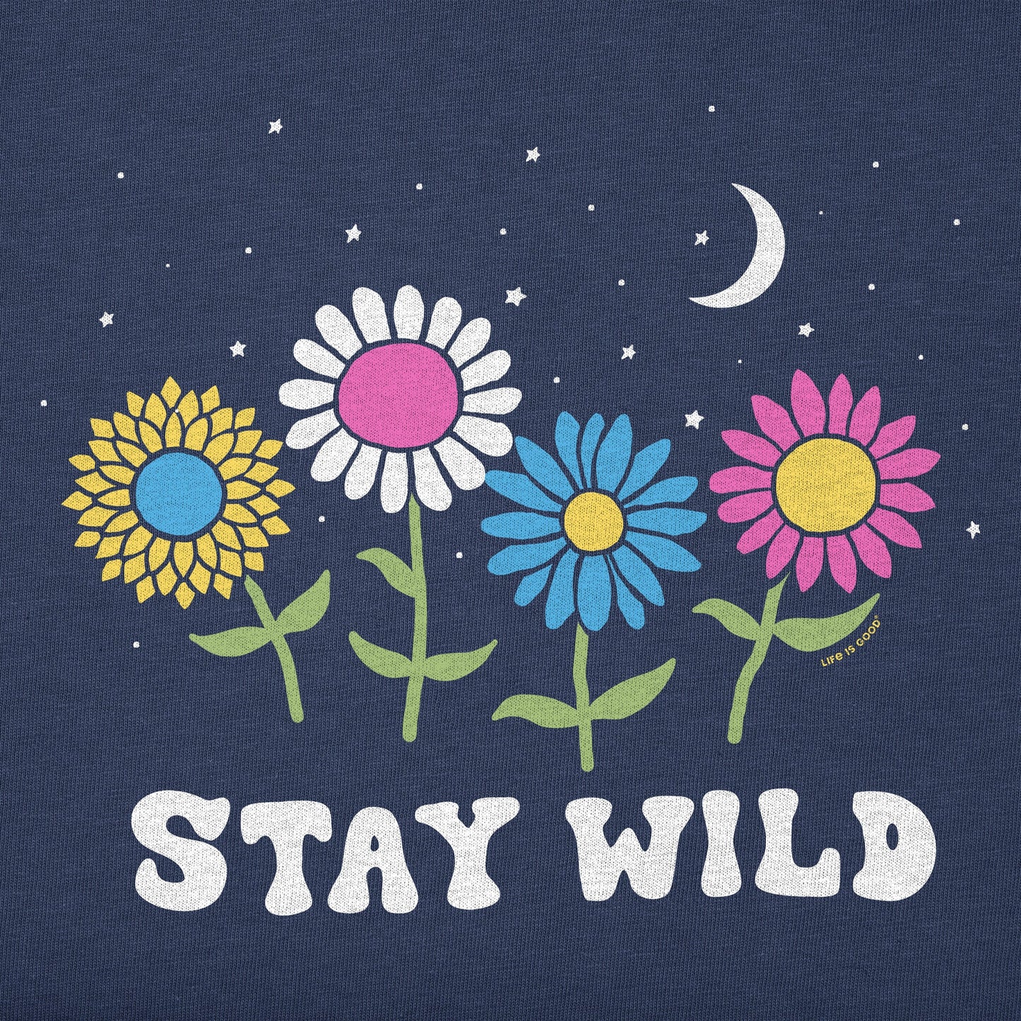 Women's Stay Wild Night Flowers Short Sleeve Tee