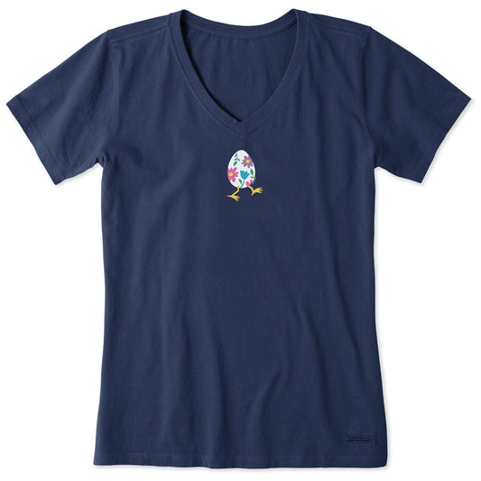 Women's Walking Easter Egg Short Sleeve Vee